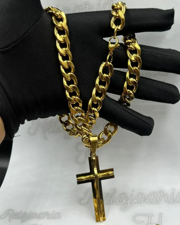 Kit Linha Ouro! Banhado 18k! Relógio Masculino Invicta Joker A Prova d'água + Cordão + Pingente + Pulseira - Image 5