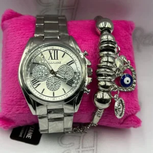 Kit Relógio Feminino Luxo Sortido – Prata com Pulseira